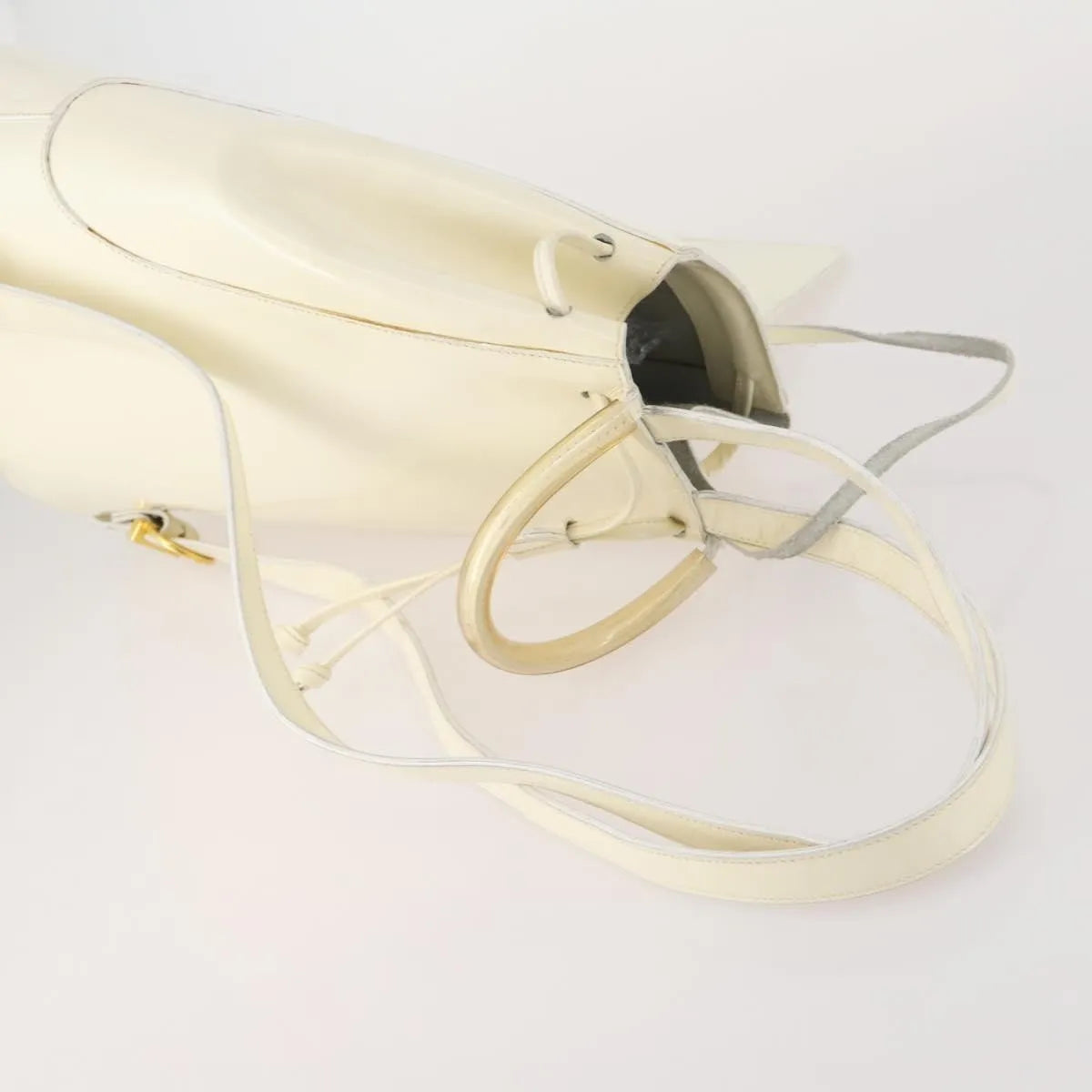 Salvatore Ferragamo Vintage Patent Leather, White, Patent Leather, Backpack