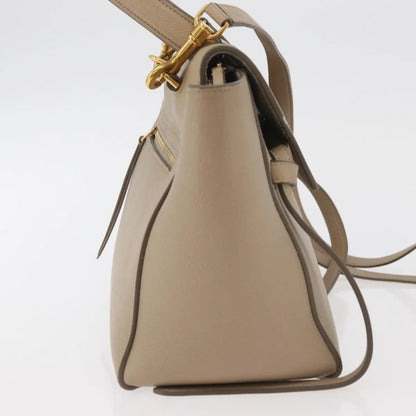 Celine Belt Calfskin, Beige, Leather, Handbag