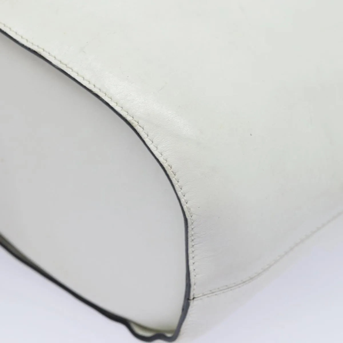 Celine Vintage Circle Logo Leather, White, Leather, Shoulder Bag