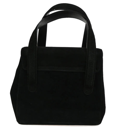 Salvatore Ferragamo Gancini Suede, Black, Suede, Handbag