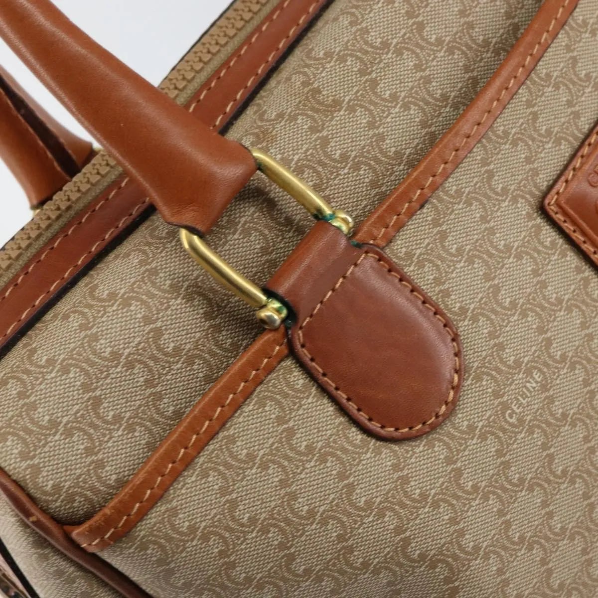 Celine Vintage Macadam Canvas, Beige, Canvas, Handbag