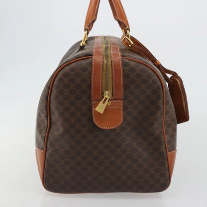 Celine Vintage Duffle Canvas and Leather, Brown, Canvas, Travel Bag