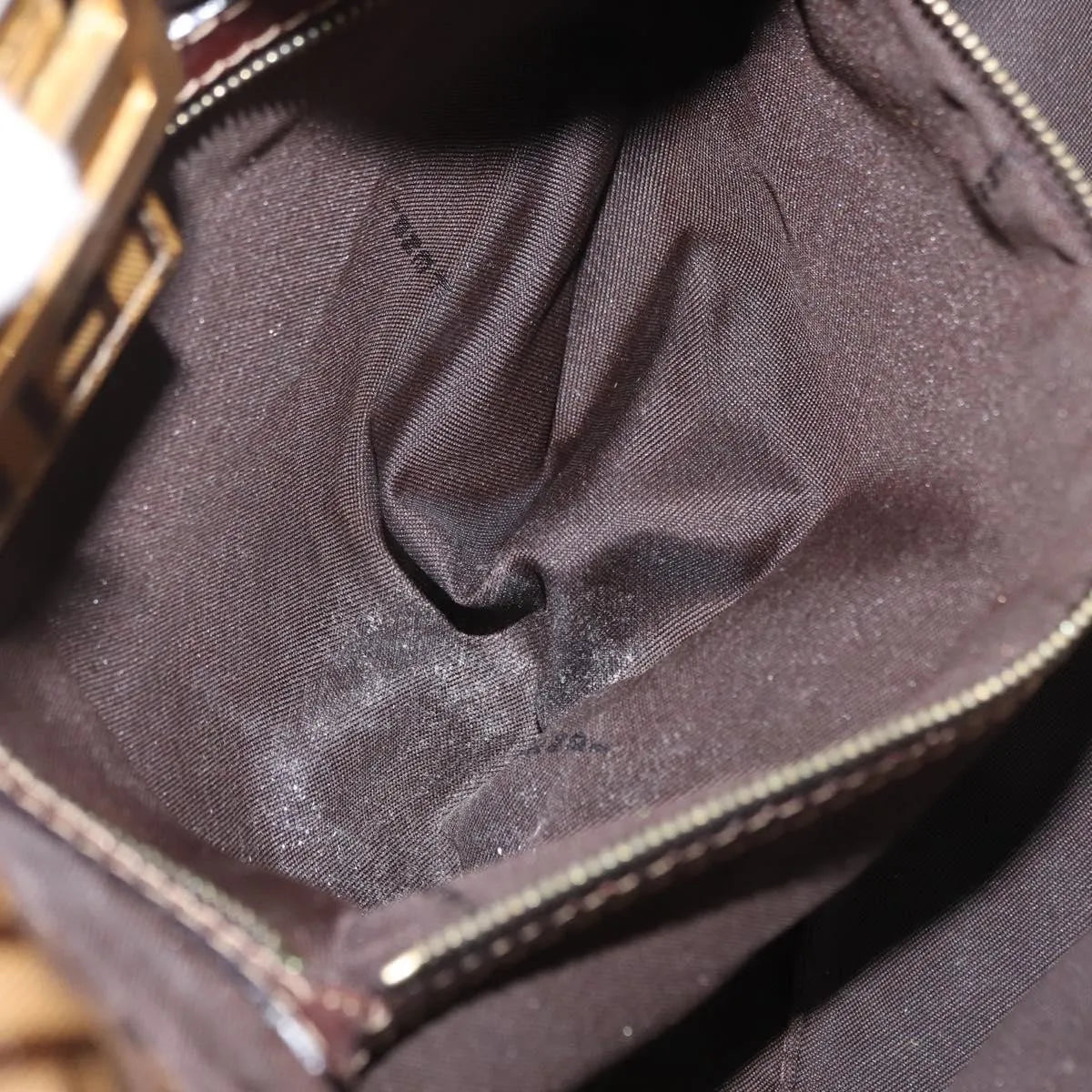 Fendi Mamma baguette Cuir verni, Brown, PVC, Shoulder Bag