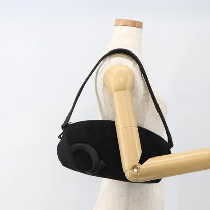 Salvatore Ferragamo Gancini Suede, Black, Suede, Shoulder Bag