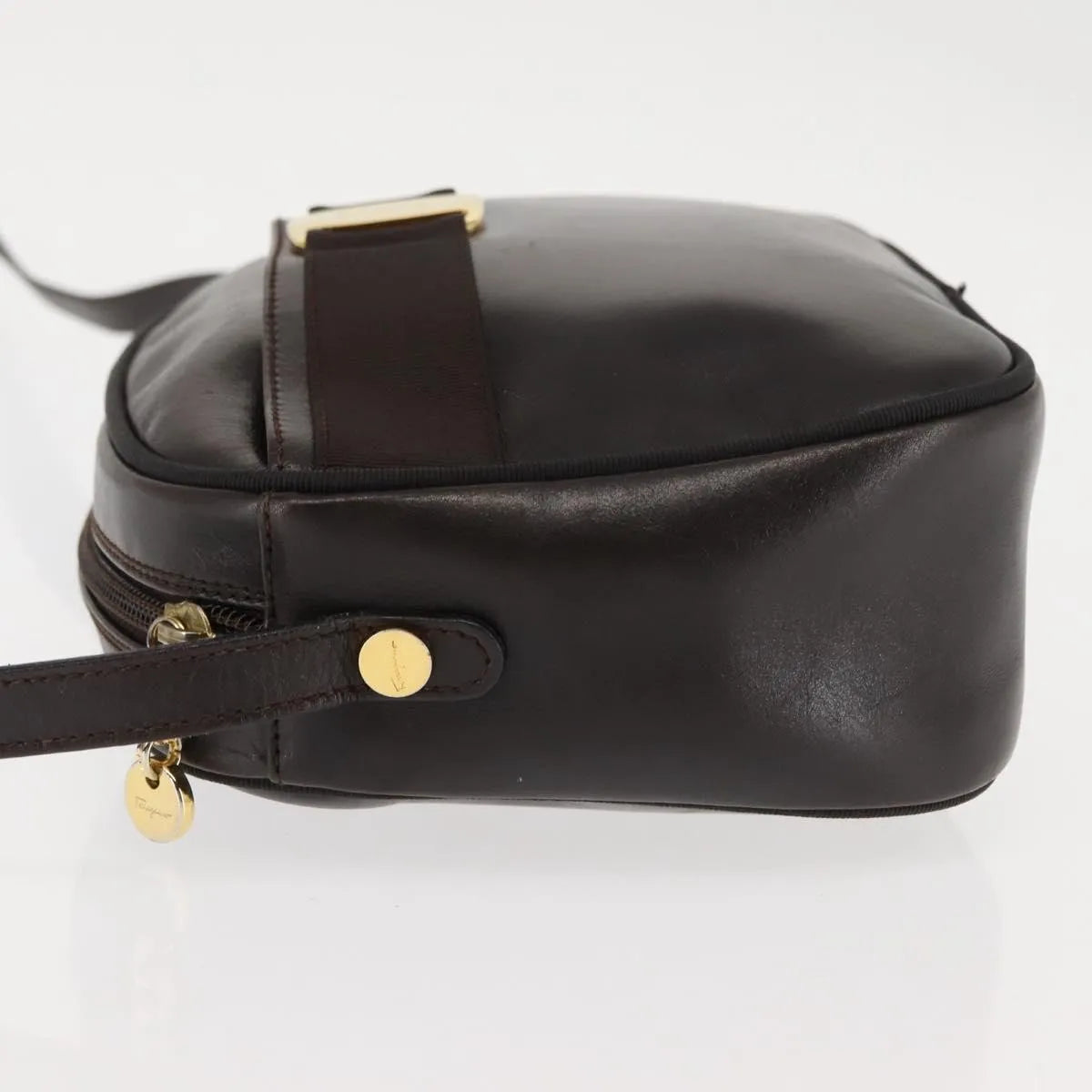 Salvatore Ferragamo Vara Bow camera Leather, Brown, Leather, Shoulder Bag