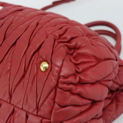 Miu Miu Matelassé Nappa Leather Top Handle Bag Leather, Red, Leather, Shoulder Bag
