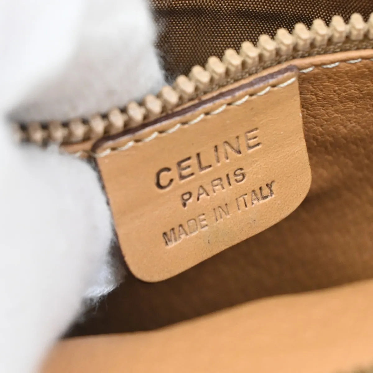 Celine Macadam Pochette Canvas and Leather, Brown, Canvas, Clutch