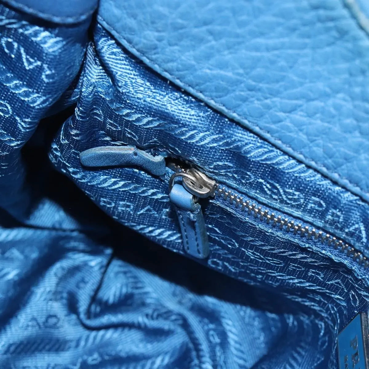Prada Vitello Daino Convertible Tote Vitello Daino, Blue, Leather, Handbag