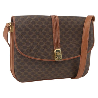 Celine Vintage Macadam Canvas and Leather, Brown, Canvas, Shoulder Bag