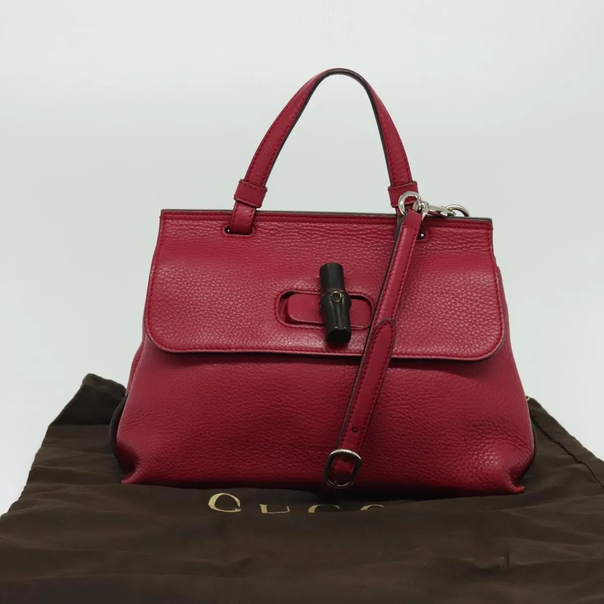 Gucci Bamboo Daily Top Handle Leather, Pink, Leather, Shoulder Bag