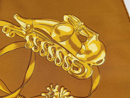 Hermes Carré 90 Silk multicolor, Brown, Silk, Scarf