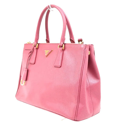 Prada Double Zip Lux Convertible Tote Saffiano Leather, Pink, Leather, Tote Bag