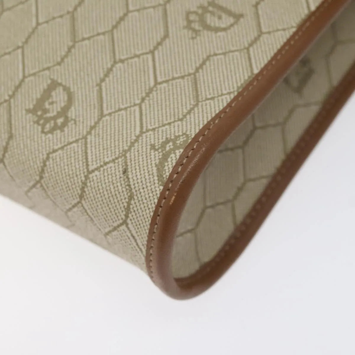 Christian Dior Vintage Honeycomb Flap Canvas and Leather, Beige, PVC, Shoulder Bag