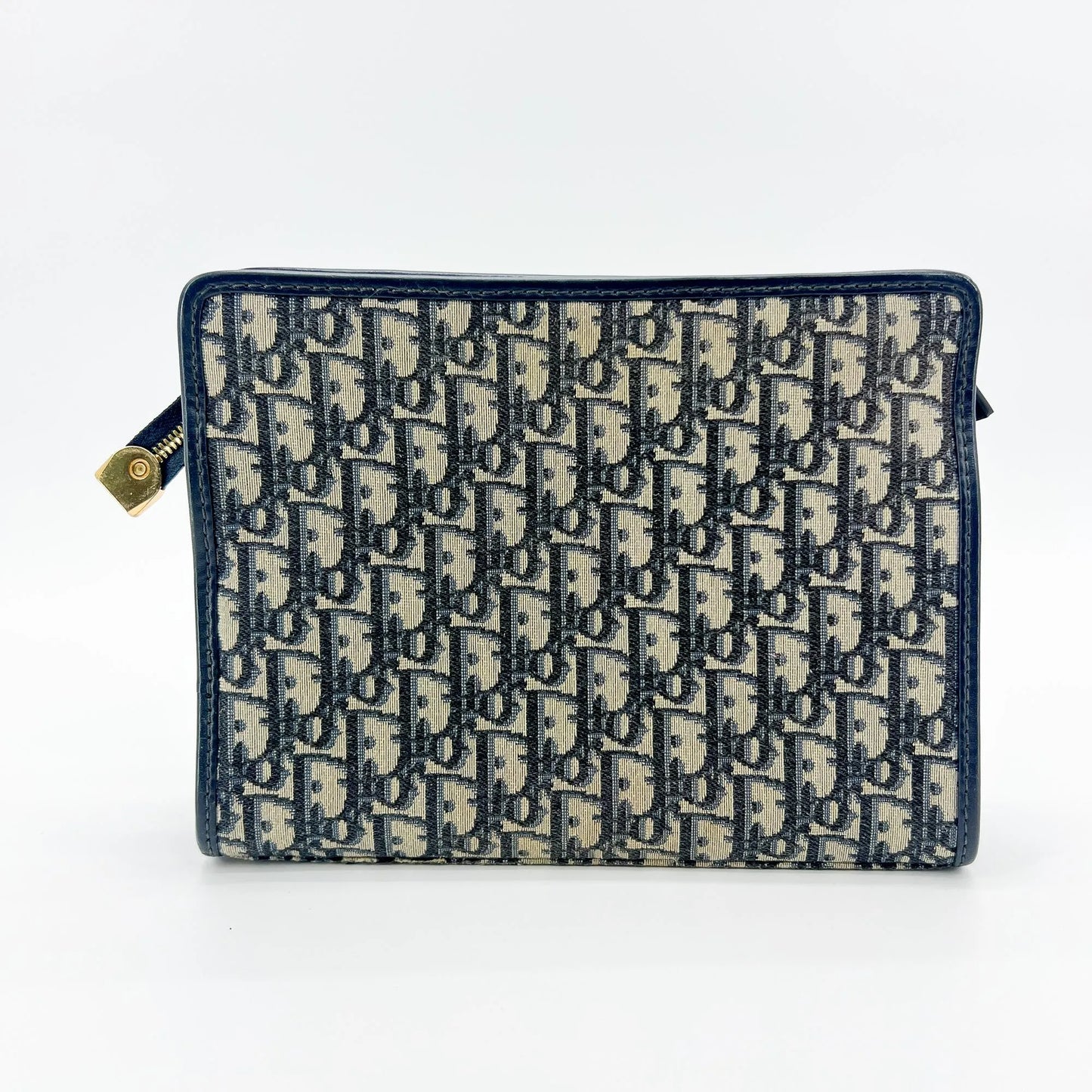 Christian Dior 30 Montaigne Zip Oblique Canvas, Navy, Canvas, Handbag