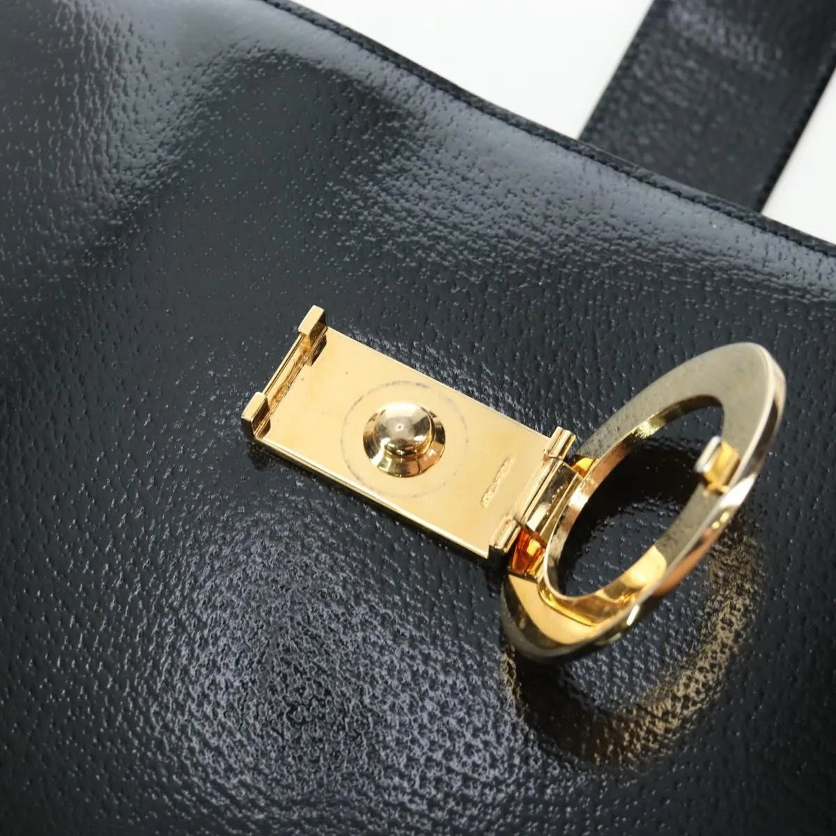 Celine Vintage logo ring shoulder bag Patent Leather, Green, Patent Leather, Shoulder Bag