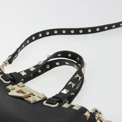 Valentino Garavani Rockstud Leather, Black, Leather, Handbag