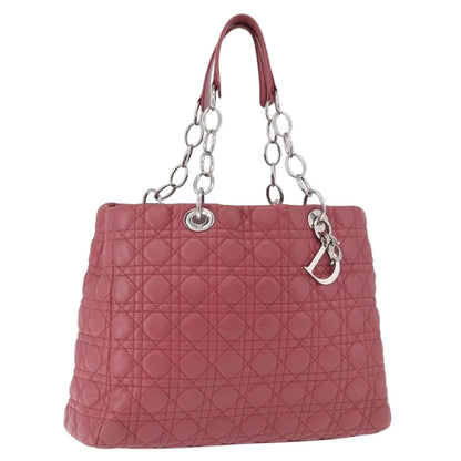 Christian Dior Soft Chain Tote Cannage Quilt Lambskin, Pink, Leather, Handbag