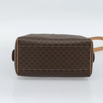 Celine Vintage Macadam Boston Canvas and Leather, Brown, PVC, Handbag