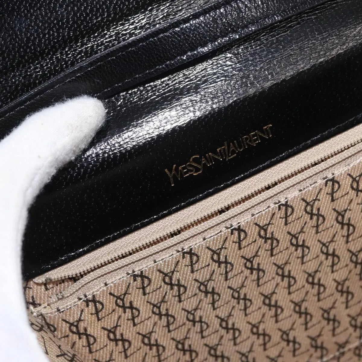 Saint Laurent Vintage Leather, Black, Leather, Shoulder Bag