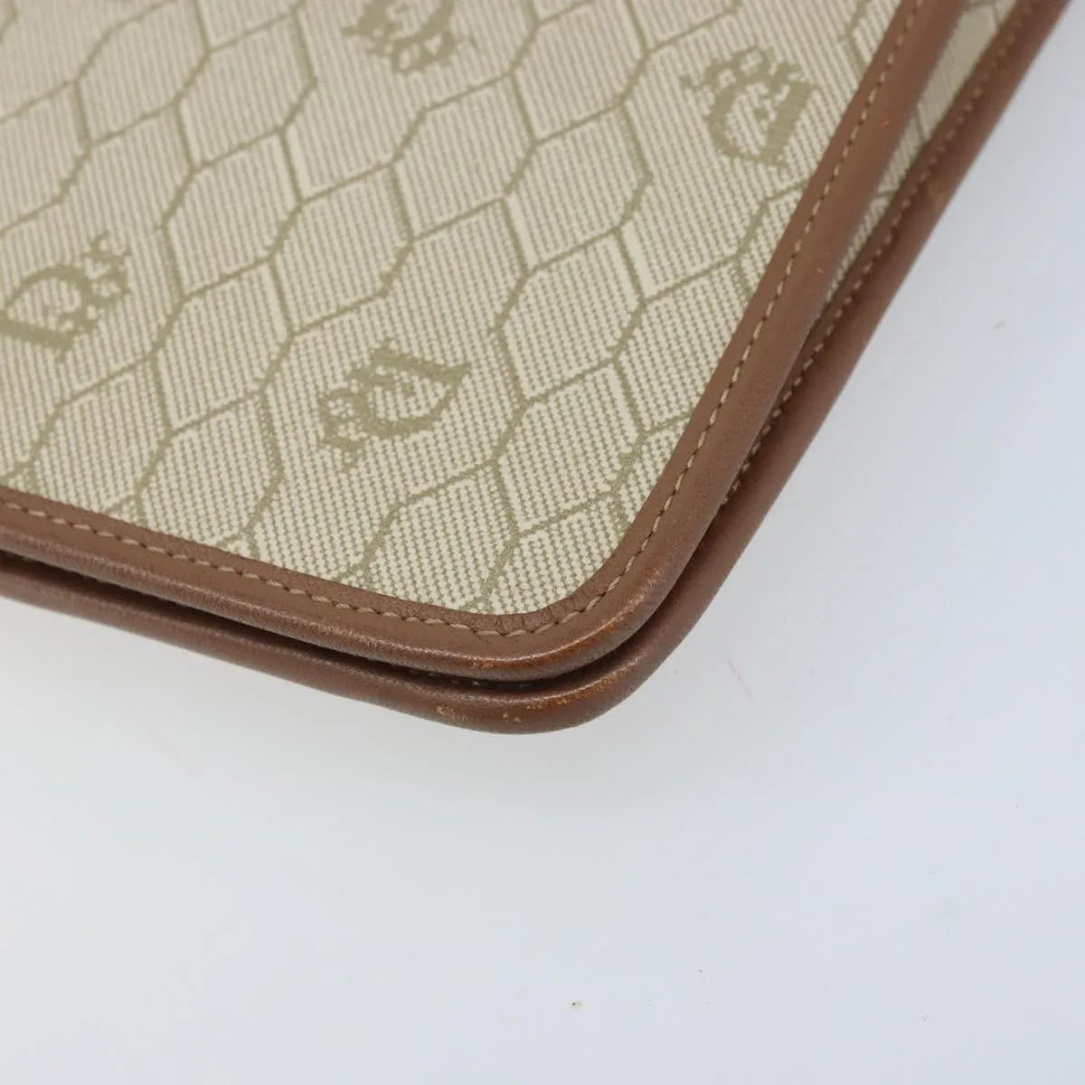 Christian Dior Vintage Honeycomb chain Canvas, Beige, Canvas, Shoulder Bag