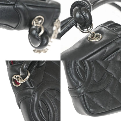 Chanel Cambon Pochette Quilted Leather, Black, Leather, Shoulder Bag
