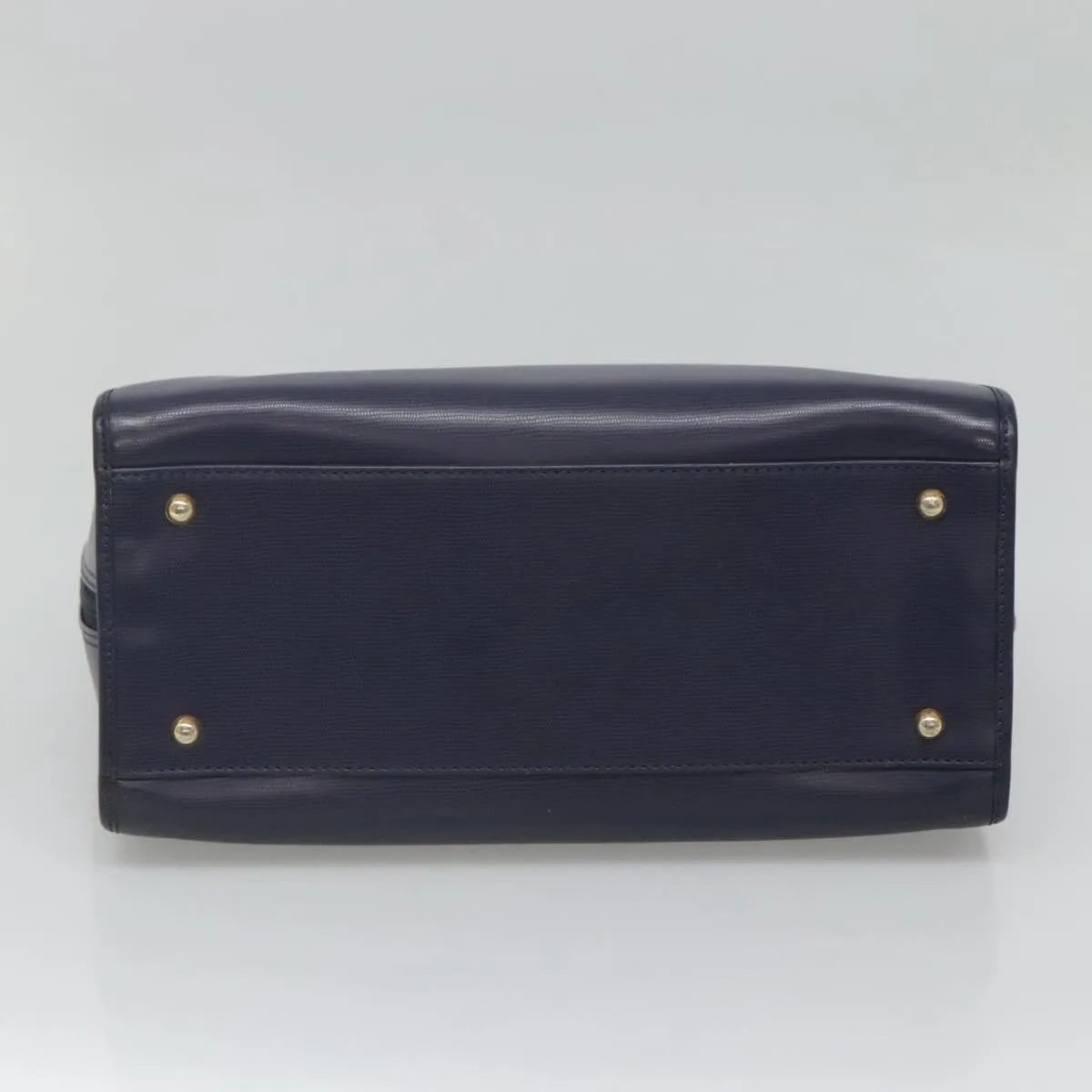 Celine Circle Logo Leather, Blue, Leather, Handbag