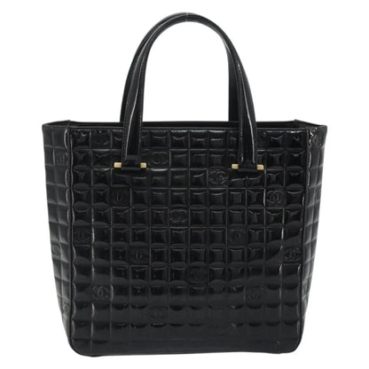 Chanel Chocolate Bar CC Tote Quilted Patent, Black, Patent Leather, Tote Bag