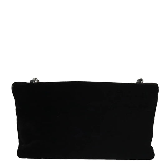 Chanel Camellia No.5 Chain Flap Velvet, Black, Velvet, Shoulder Bag