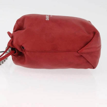 Saint Laurent Teddy Bucket Leather, Red, Leather, Shoulder Bag