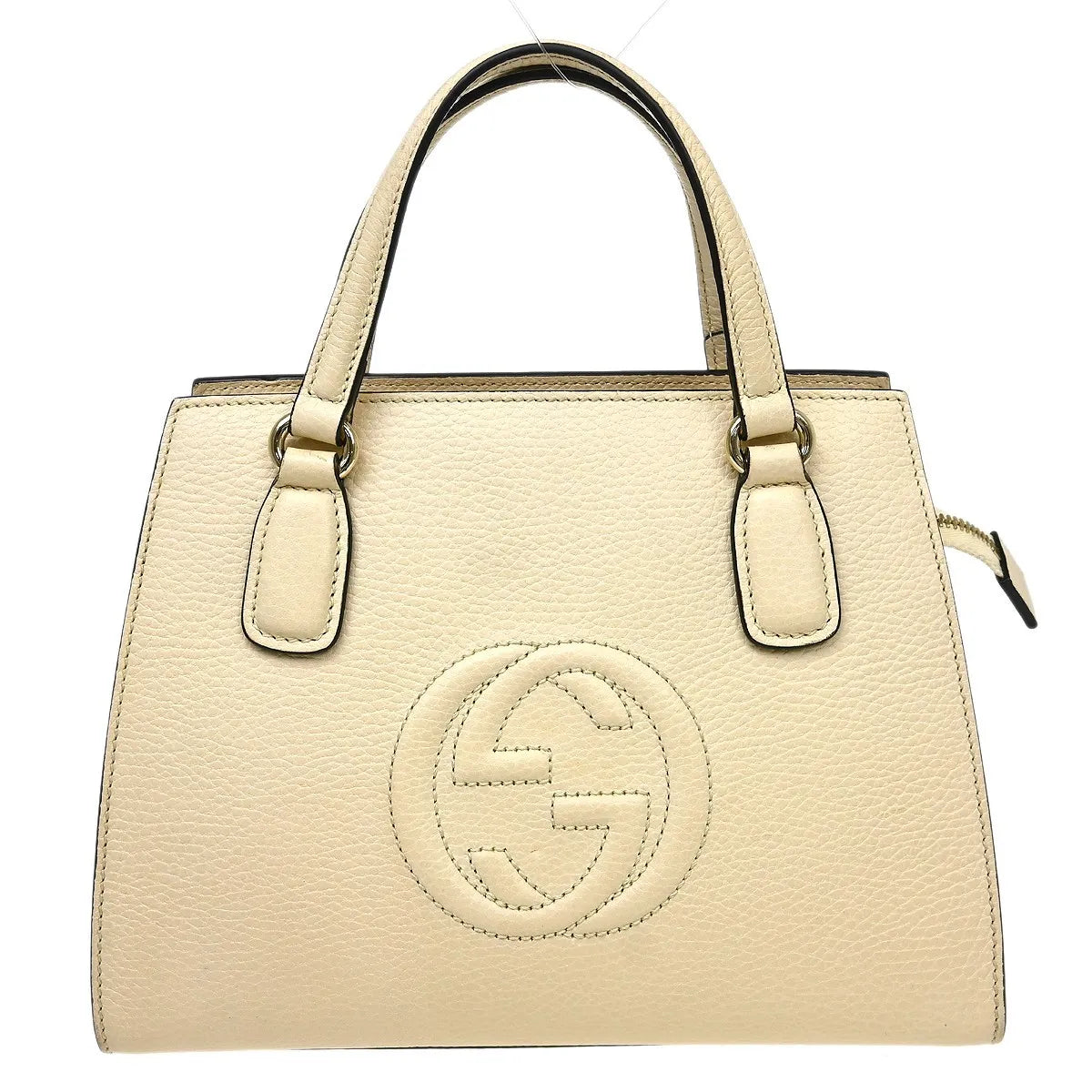 Gucci Soho Convertible Top Handle Satchel Leather, Beige, Leather, Handbag