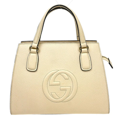 Gucci Soho Convertible Top Handle Satchel Leather, Beige, Leather, Handbag