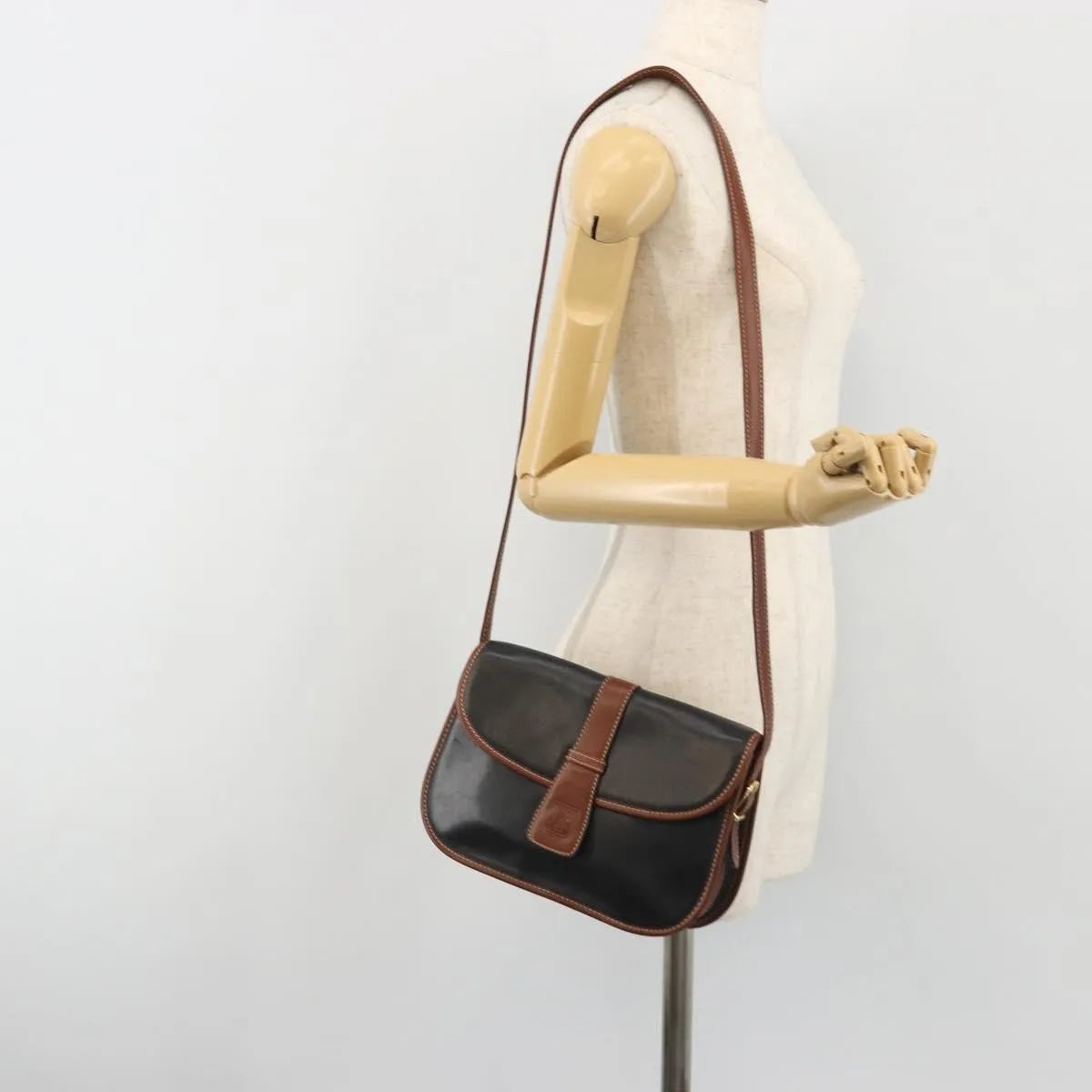 Celine Vintage Flap Leather, Black, Leather, Shoulder Bag