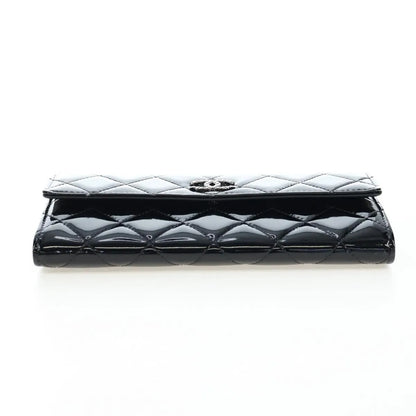 Chanel CC French Flap Quilted Patent Leather, Black, Patent Leather, Wallet
