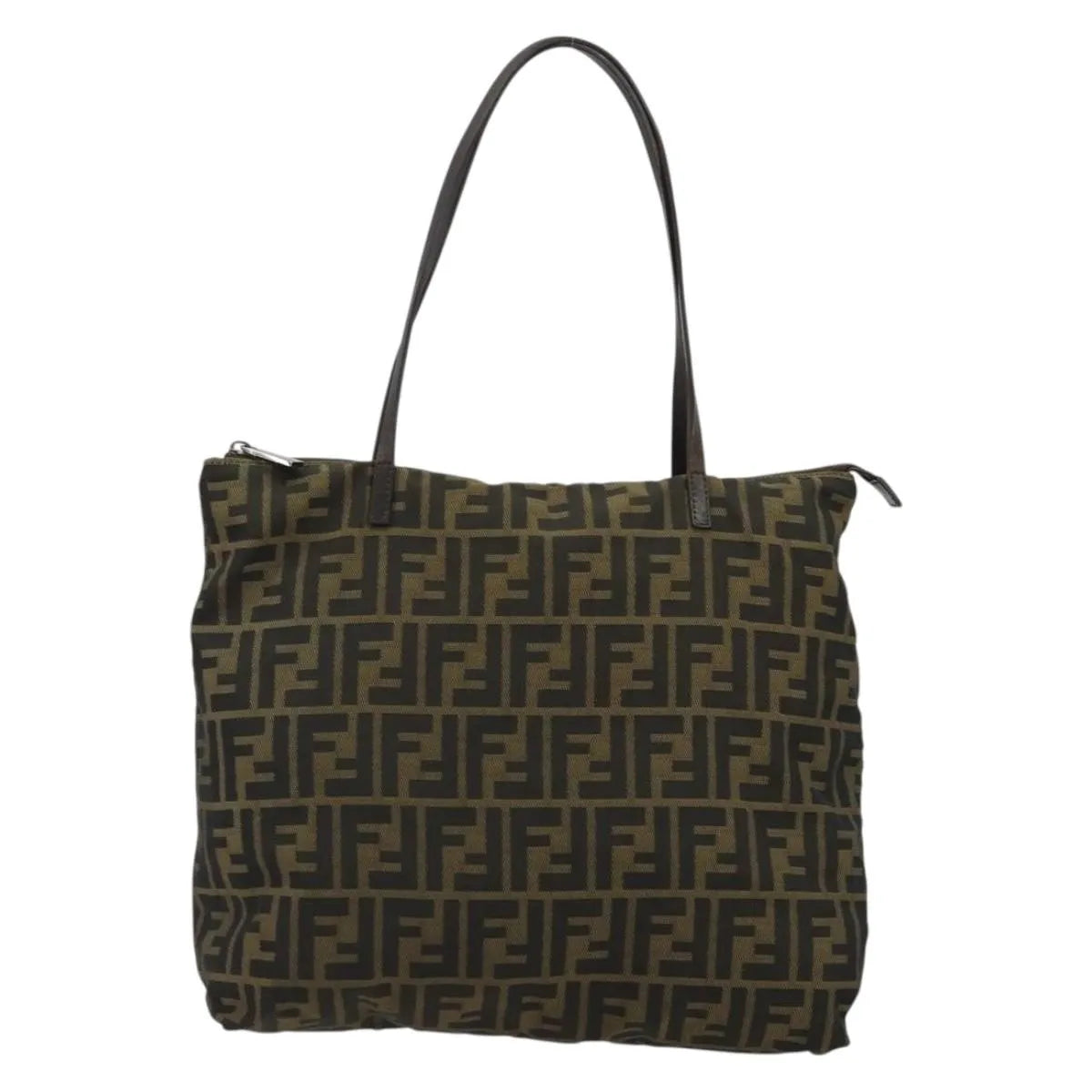 Fendi Zucca Tote Canvas, Black, Canvas, Handbag