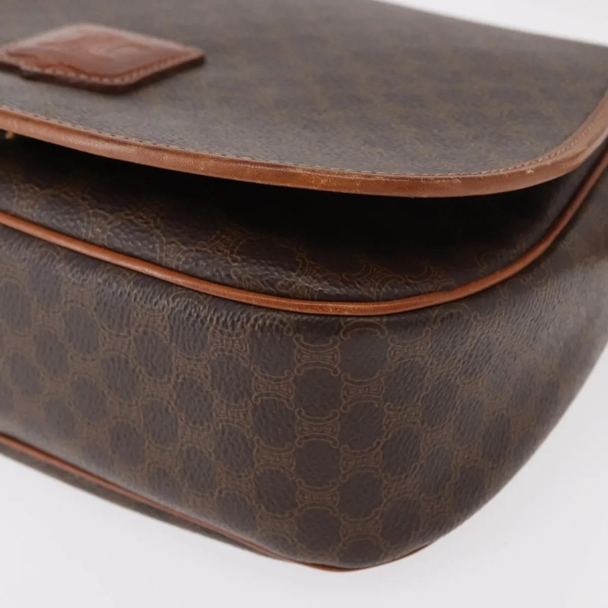 Celine Vintage Macadam Canvas, Brown, Canvas, Shoulder Bag