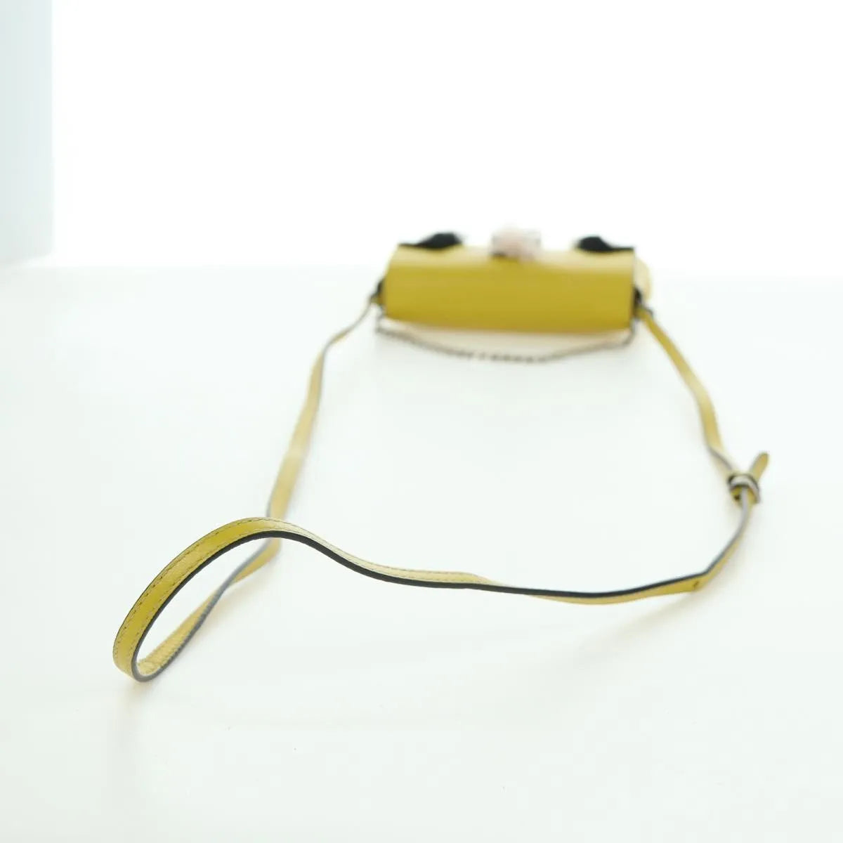 Fendi Monster Baguette Leather and Fur, Yellow, Leather, Handbag