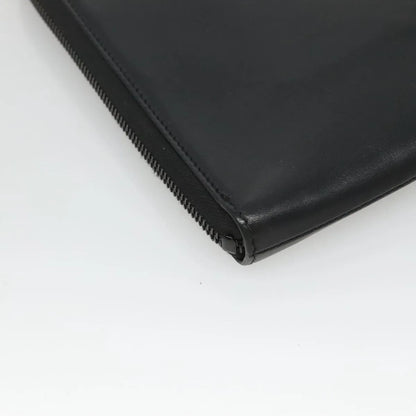 Saint Laurent Zip Pocket Leather, Black, Leather, Clutch