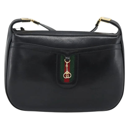 Gucci Vintage Horsebit Leather, Black, Leather, Shoulder Bag