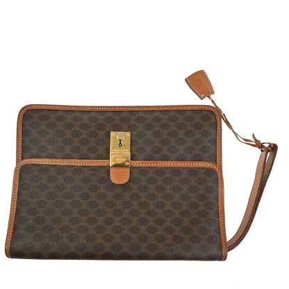 Celine Macadam Pochette Canvas and Leather, Brown, Canvas, Clutch