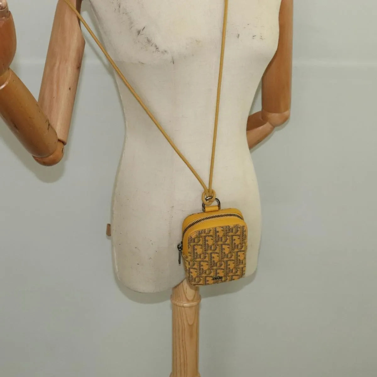 Christian Dior Vintage Trotter Canvas, Yellow, Canvas, Clutch