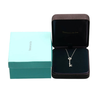 Tiffany & Co. Oval Key Pendant Platinum and Diamonds, Silver, Platinum, Necklace