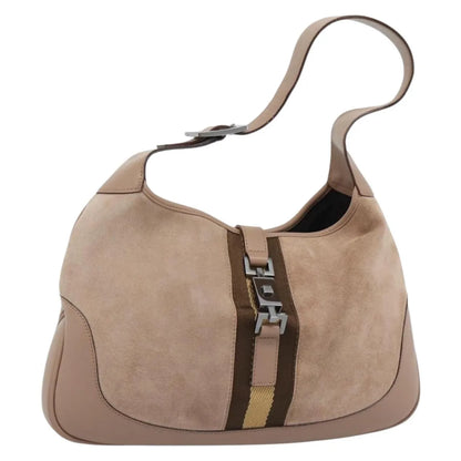 Gucci Jackie O Suede, Beige, Suede, Shoulder Bag