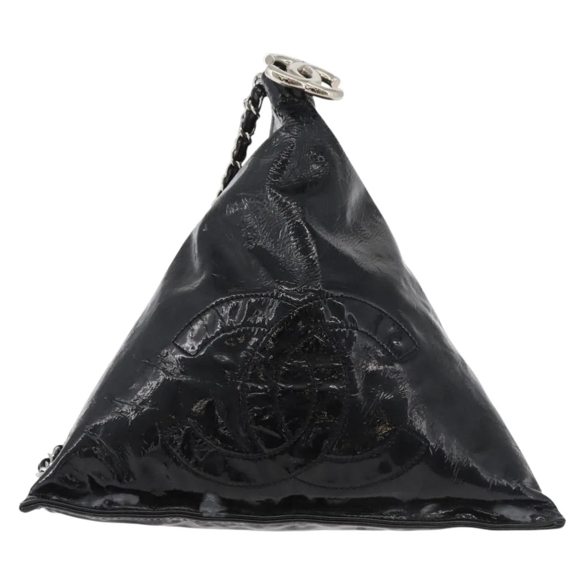 Chanel Bon Bon Pyramid Wristlet Patent, Black, Patent Leather, Shoulder Bag