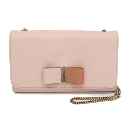 Chloe Bow Detail Wallet on Chain Leather, Pink, Leather, Clutch