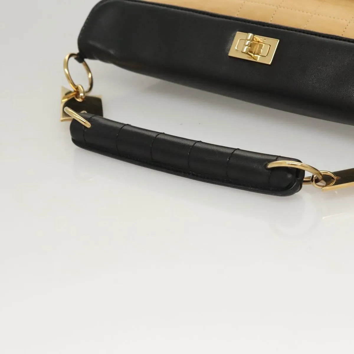 Chanel Chocolate Bar Handbag Lambskin, Beige, Leather, Handbag