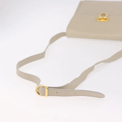 Salvatore Ferragamo Gancini Leather, Beige, Leather, Shoulder Bag