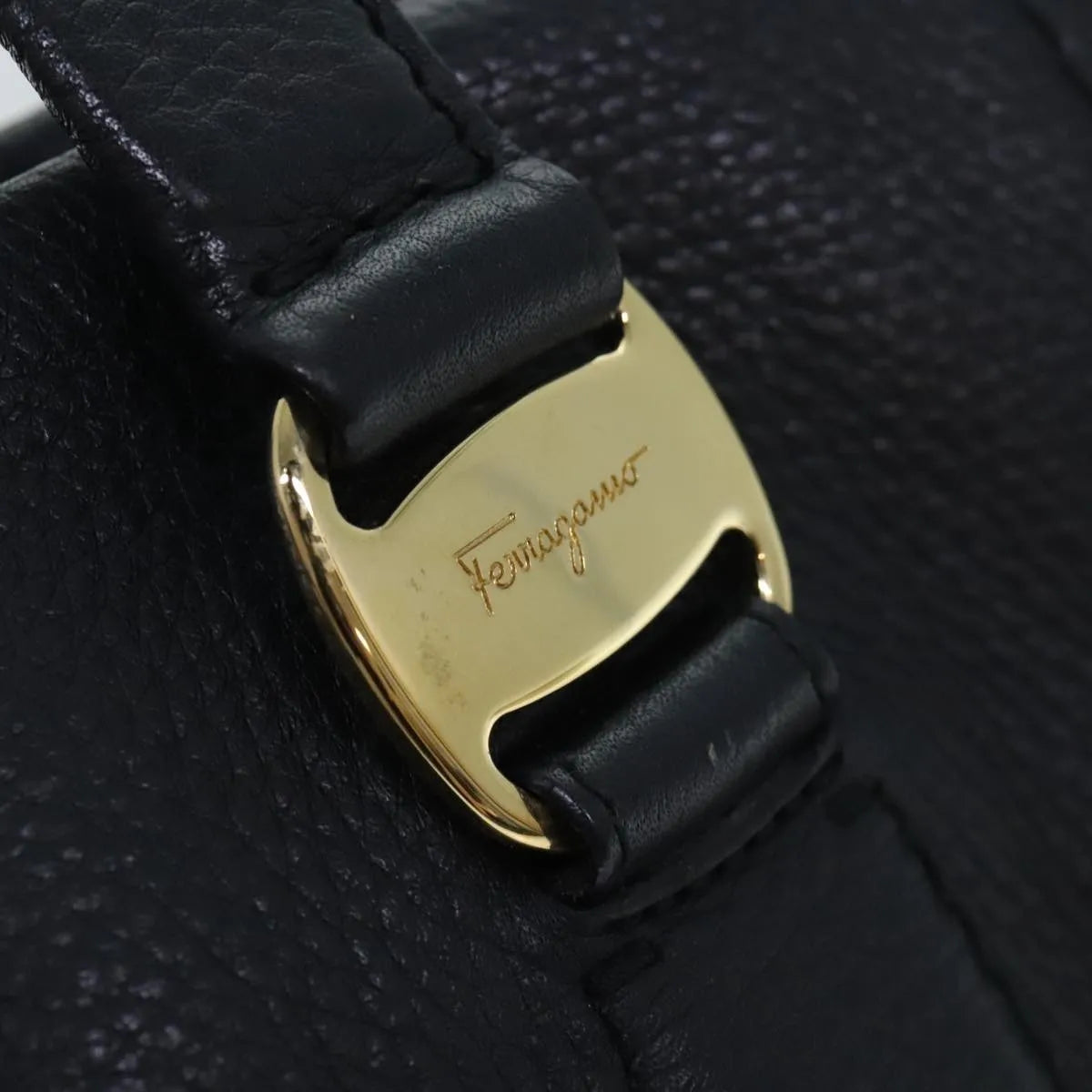 Salvatore Ferragamo Vala Leather, Black, Leather, Handbag