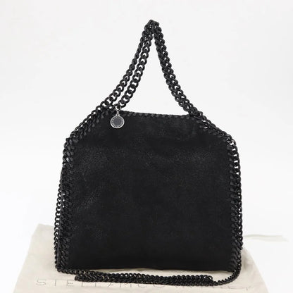 Stella McCartney Falabella Fold Over Shaggy Deer, Black, Polyester, Shoulder Bag