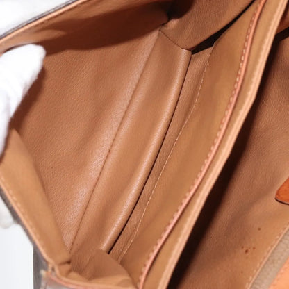 Celine Vintage Macadam Canvas and Leather, Brown, Canvas, Shoulder Bag