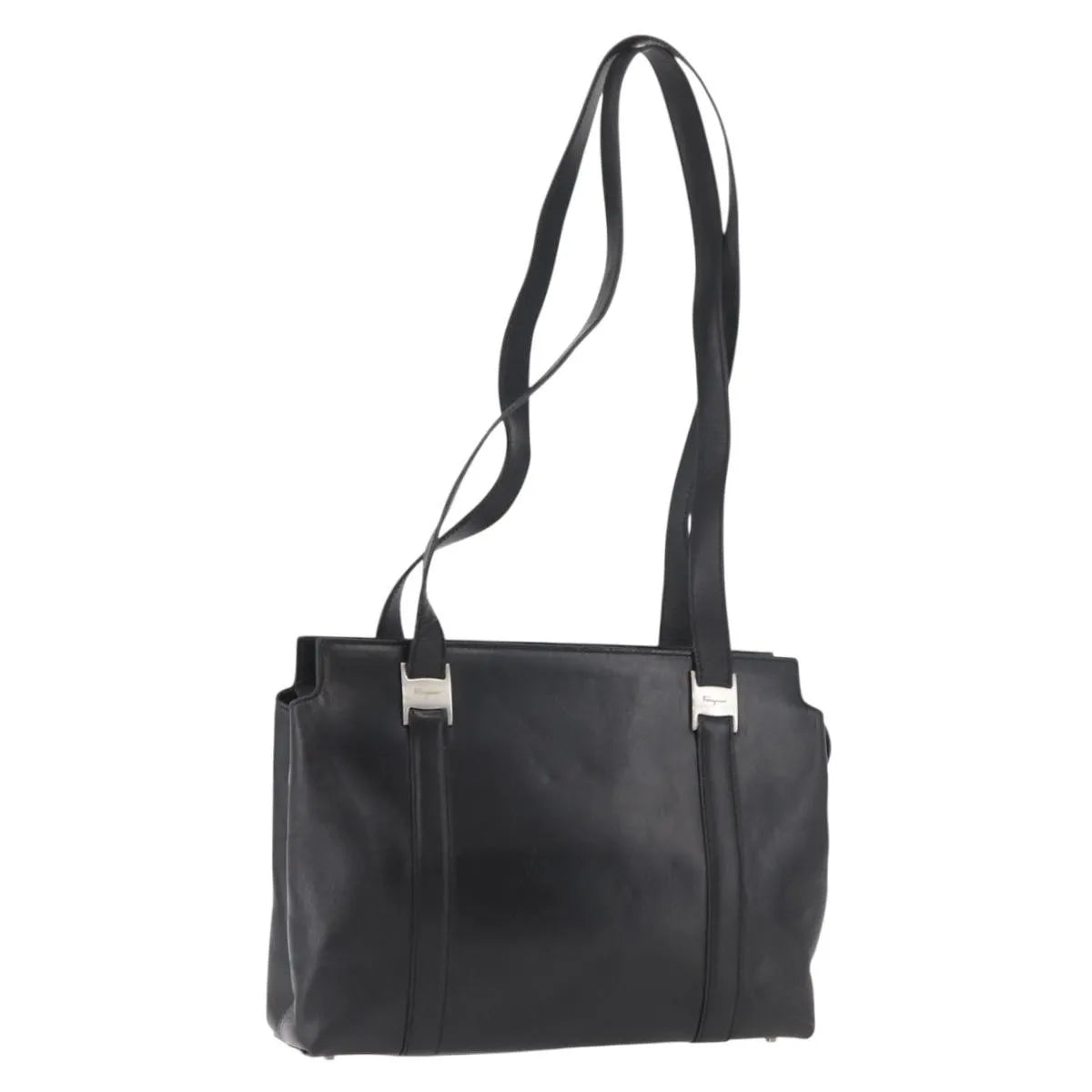 Salvatore Ferragamo Vintage Leather, Black, Leather, Tote Bag